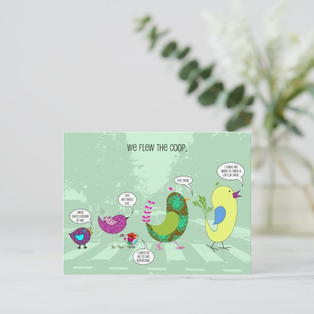 Flew The Coop Moving Announcement Template (Standing Front)