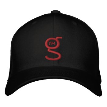 Flex Fit Cap W Red Embroidered Logo by ImGEEE at Zazzle