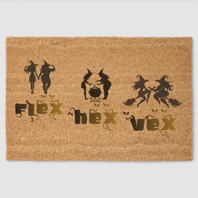 Flex. Hex. Vex. Body Positive & Diverse Witches Fiber Doormat (Front)