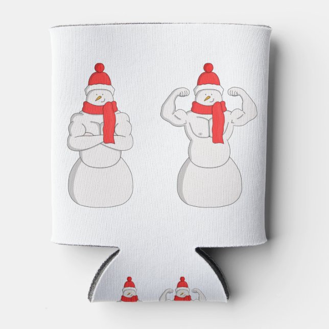 Flex Muscle Snowman Can Cooler (Front)