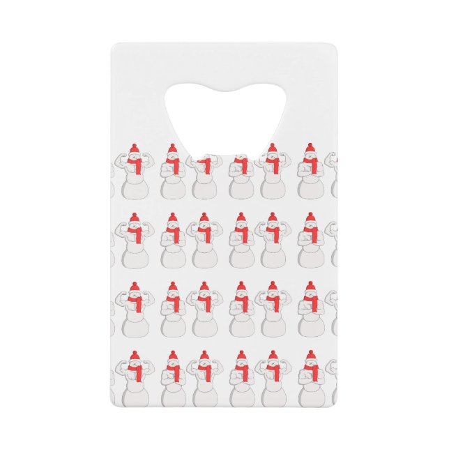 Flex Muscle Snowman Credit Card Bottle Opener (Front)