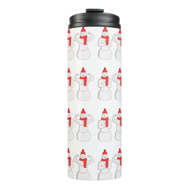 Flex Muscle Snowman Thermal Tumbler (Front)