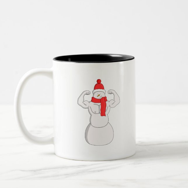 Flex Muscle Snowman Two-Tone Coffee Mug (Left)