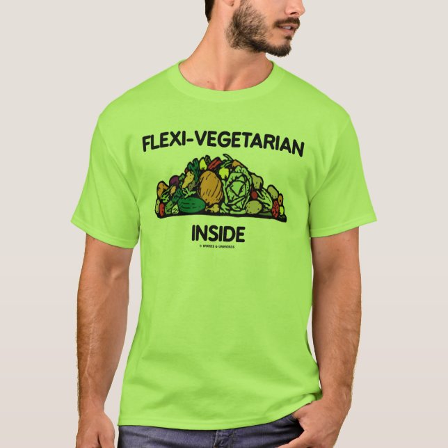 Flexi-Vegetarian Inside (Pile Of Vegetables) T-Shirt (Front)