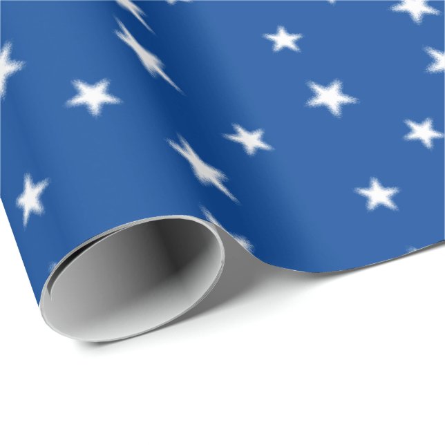 Flexible Blue Stray Christmas Stars Wrapping Paper (Roll Corner)