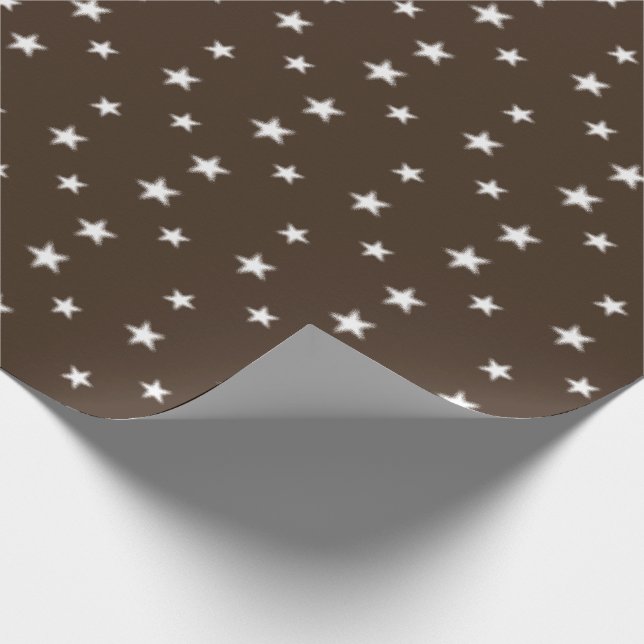 Flexible Brown Stray Christmas Stars Wrapping Paper (Corner)