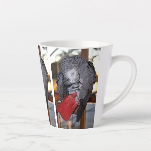 Flexible Congo African Grey Parrot with Red Tail Latte Mug