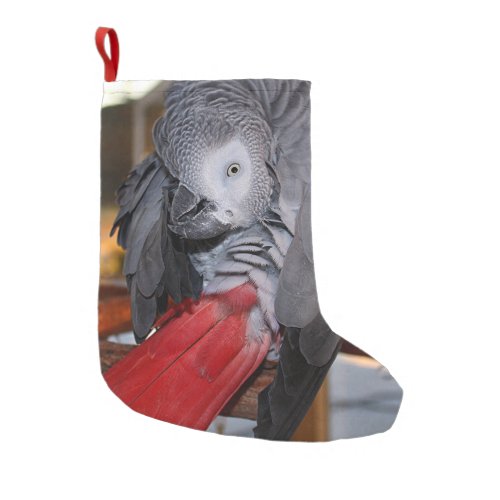 Flexible Congo African Grey Parrot with Red Tail Small Christmas Stocking