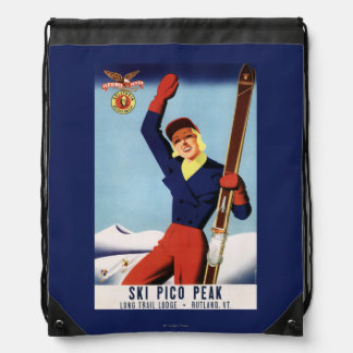 Flexible Flyer Pin-Up Skiing Girl Drawstring Bag