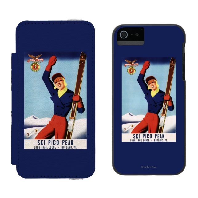 Flexible Flyer Pin-Up Skiing Girl Incipio iPhone Wallet Case (Side by Side)
