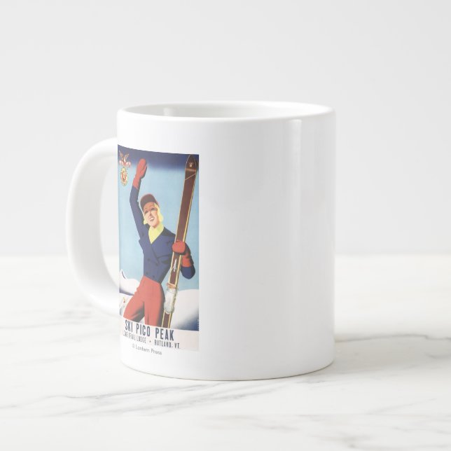 Flexible Flyer Pin-Up Skiing Girl Large Coffee Mug (Front Left)