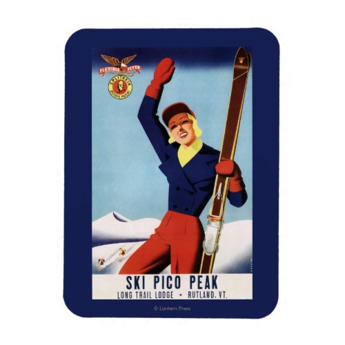 Flexible Flyer Pin_Up Skiing Girl Magnet