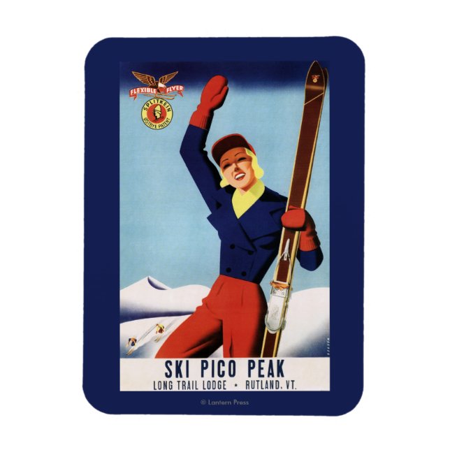 Flexible Flyer Pin-Up Skiing Girl Magnet (Vertical)