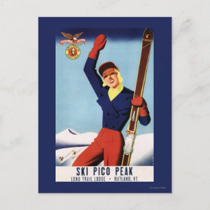 Flexible Flyer Pin-Up Skiing Girl Postcard