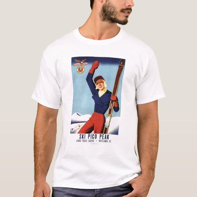 Flexible Flyer Pin-Up Skiing Girl T-Shirt (Front)