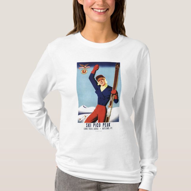 Flexible Flyer Pin-Up Skiing Girl T-Shirt (Front)