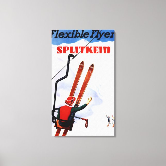 Flexible Flyer Splitkein Wooden Skis Promo Canvas Print (Front)