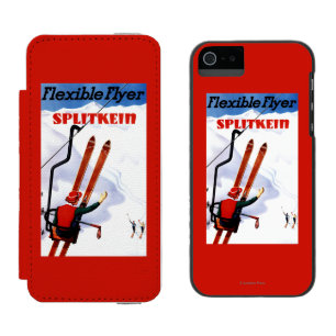 Flexible Flyer Splitkein Wooden Skis Promo Wallet Case For iPhone SE/5/5s