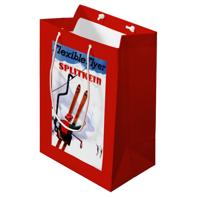 Flexible Flyer Splitkein Wooden Skis Promo Medium Gift Bag (Front Angled)