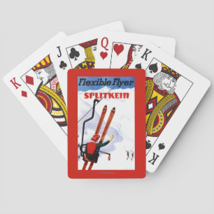 Flexible Flyer Splitkein Wooden Skis Promo Poker Cards