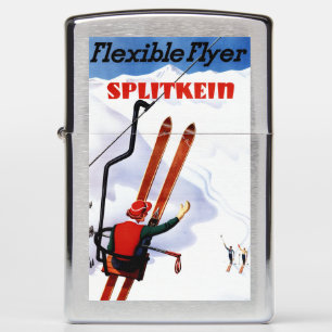 Flexible Flyer Splitkein Wooden Skis Promo Zippo Lighter