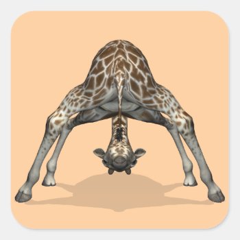 Flexible Giraffe Square Sticker by Emangl3D at Zazzle