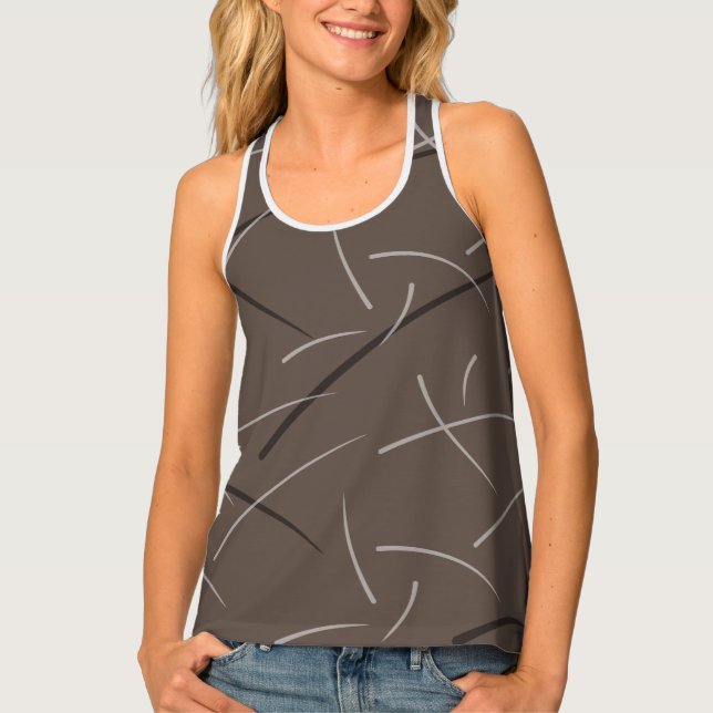 Flexible Monochrome Playful Simple Scribbles Tank Top (Front)