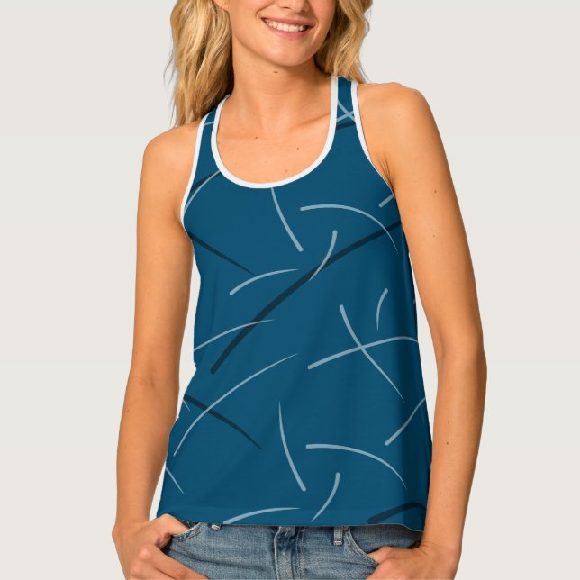 Flexible Monochrome Playful Simple Scribbles Tank Top (Front)