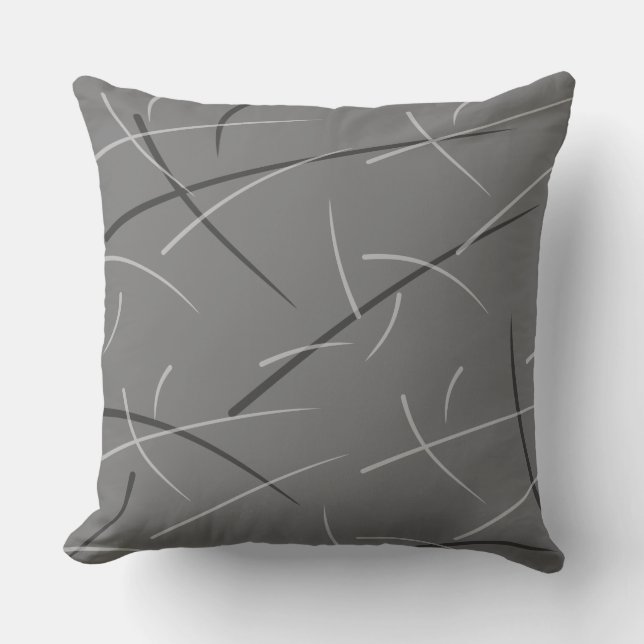 Flexible Monochrome Playful Simple Scribbles Throw Pillow (Front)