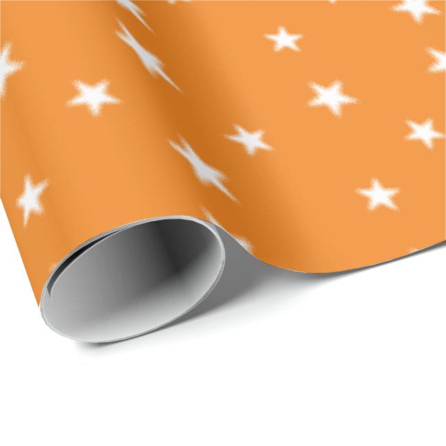 Flexible Orange Stray Christmas Stars Wrapping Paper (Roll Corner)