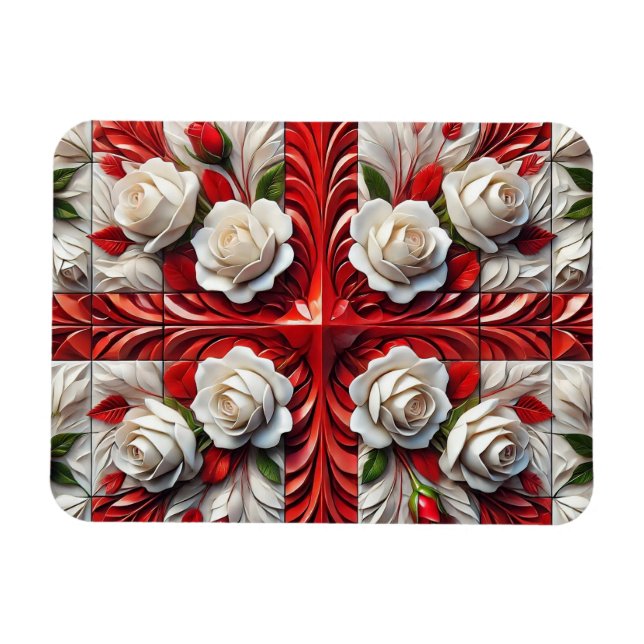 Flexible photo magnet with English Roses Design (Horizontal)