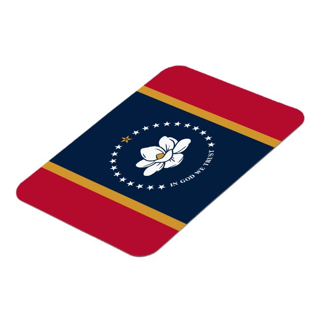 Flexible photo magnet with flag of Mississippi (Left Side)