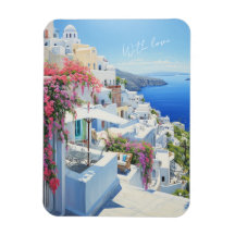 Flexible photo magnet “With love" Santorini