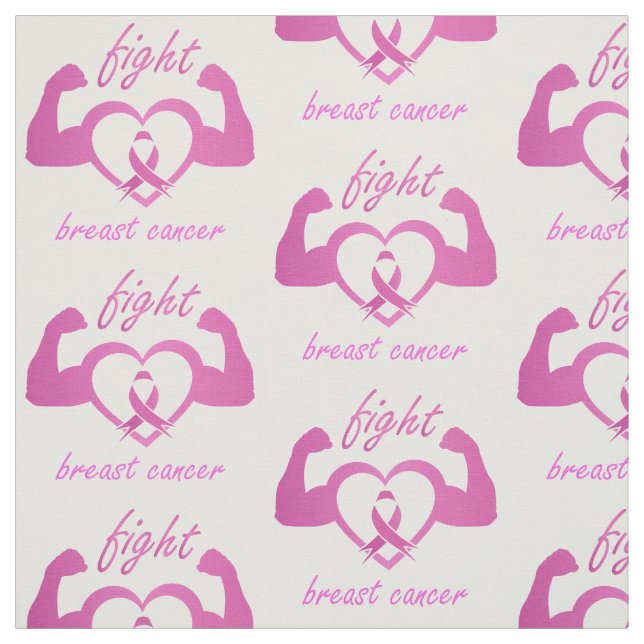 Flexing arms to fight breast cancer fabric (Swatch)