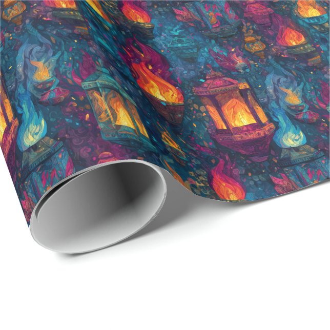 Flickering Torches and Lanterns D&D Illumination Wrapping Paper (Roll Corner)