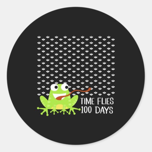 Flies 100 Days Frog Fly Fun 100th Day Of School  Classic Round Sticker