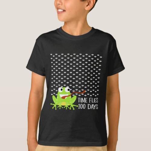 Flies 100 Days Frog Fly Fun 100th Day Of School  T_Shirt