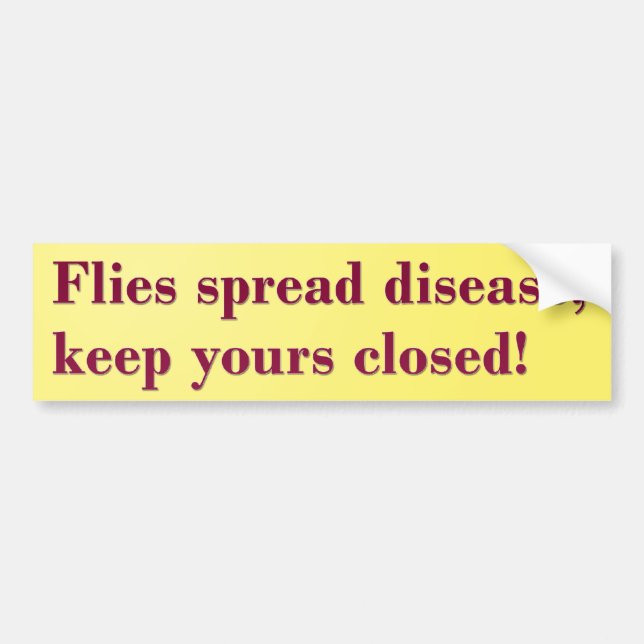 Flies spread disease, keep yours closed! bumper sticker (Front)