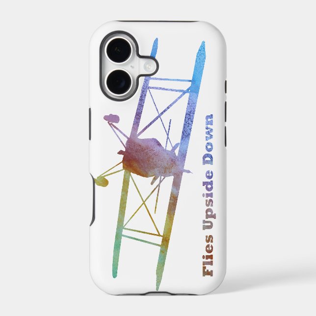 "Flies Upside Down" Biplane Iphone Case (Back)