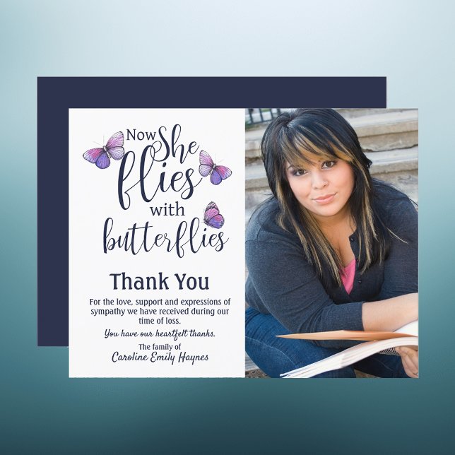 Flies With Butterflies Thank You Funeral Sympathy Card (Creator Uploaded)