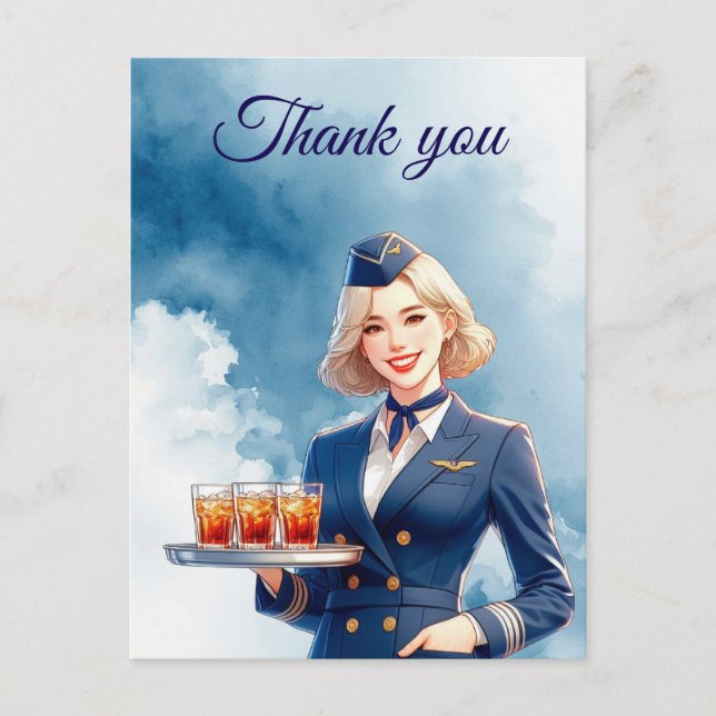 Flight attendance Air Hostess serving drinks Postcard (Front)