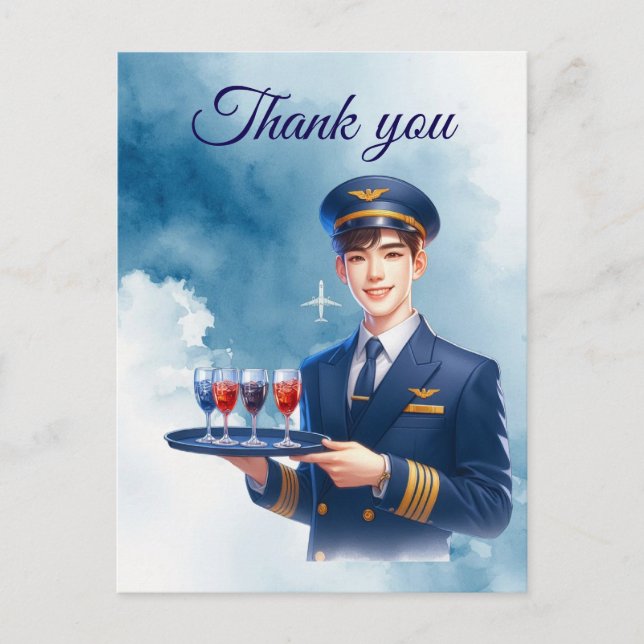 Flight attendance Air Hostess serving drinks Postcard (Front)