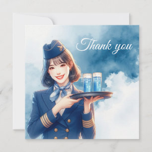 Flight attendance Air Hostess serving drinks Thank You Card