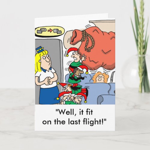 Flight Attendant and Elf Holiday Greeting Card