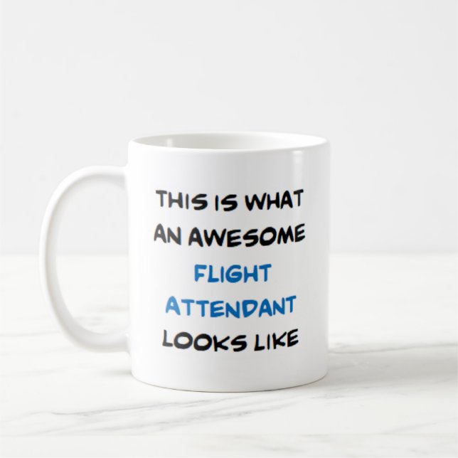flight attendant, awesome coffee mug (Left)