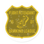 Flight Attendant Drinking League Classic Round Sticker