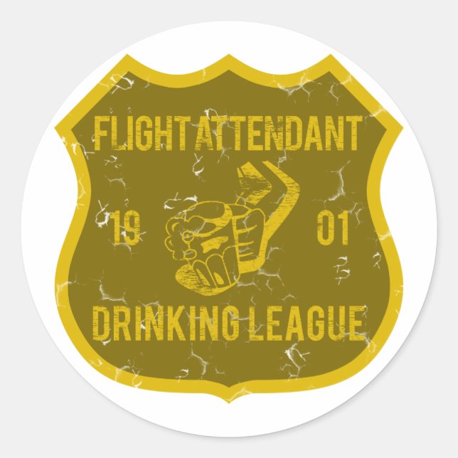 Flight Attendant Drinking League Classic Round Sticker (Front)