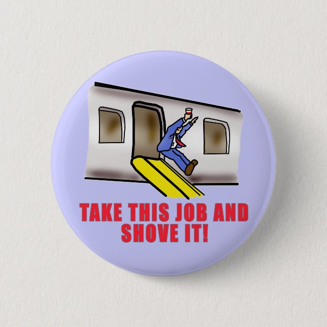 Flight Attendant Emergency Chute Humor Pinback Button (Front)