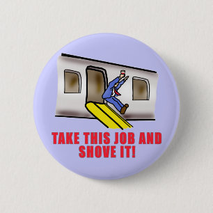 Flight Attendant Emergency Chute Humor Pinback Button