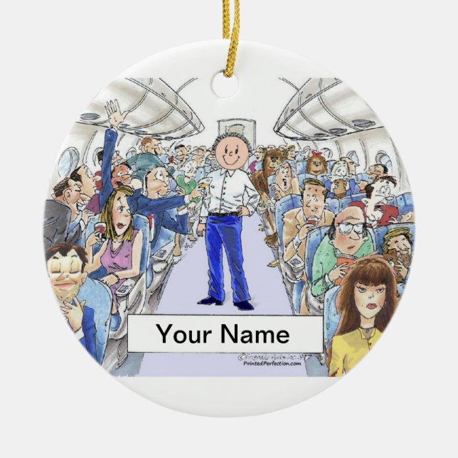 Flight Attendant - Male Ceramic Ornament (Front)